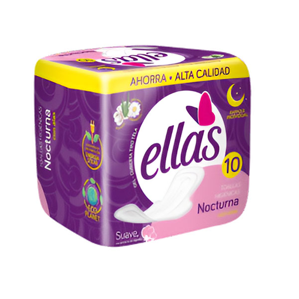 Toallas Higiénicas Nocturnas Ellas x 10 Un